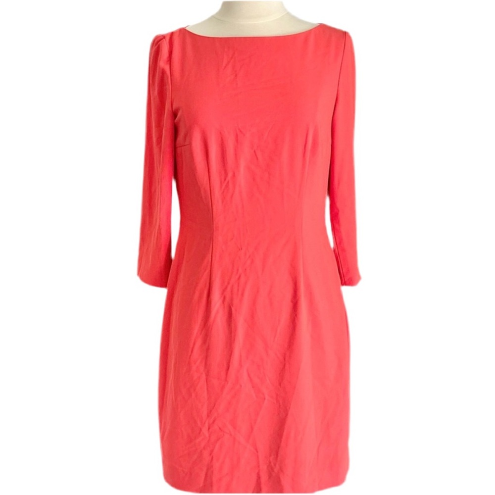 Gianni Bini Coral Fitted Boatneck Drape Back Dress, Size 4